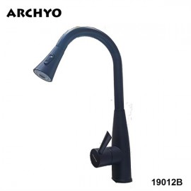 Vòi chậu bếp nóng , lạnh rút ARCHYO -114-19012B, mạ màu đen