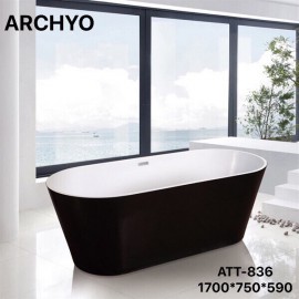 Bồn tắm trơn ARCHYO ATT-836 đen trắng (1700x750x590)mmBồn tắm trơn ARCHYO ATT-836 đen trắng (1700x750x590)mm