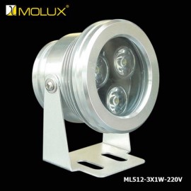 Đèn led chiếu rọi gắn tường Molux ML512-3X1W-220V thân trắng