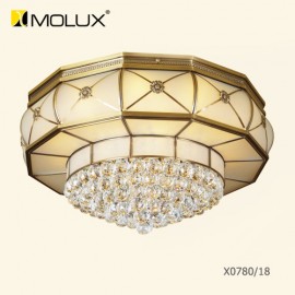 Đèn ốp trần đồng pha lê Molux X0780-18 (W700*H250mm)