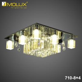 Đèn ốp trần pha lê led MOLUX 710/8+4 (W600*L600mm)