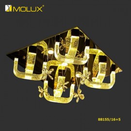 Đèn ốp trần pha lê tay sáng led Molux 88155/16+5 (W600*L600mm)