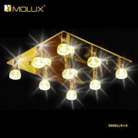 Đèn ốp trần pha lê tay sáng led Molux 99001/9+4 (W600*L600mm)