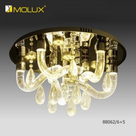 Đèn ốp trần pha lê tay sáng MOLUX 88062/6+5 (Ø500mm)